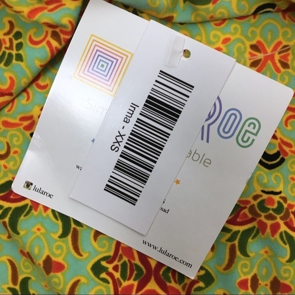 LULAROE Irma Tunic Top Leggings Material Hi Lo Hem Retro Mod Print Size XXS NWT - Picture 8 of 11